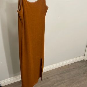Burnt orange midi dress with mini slit